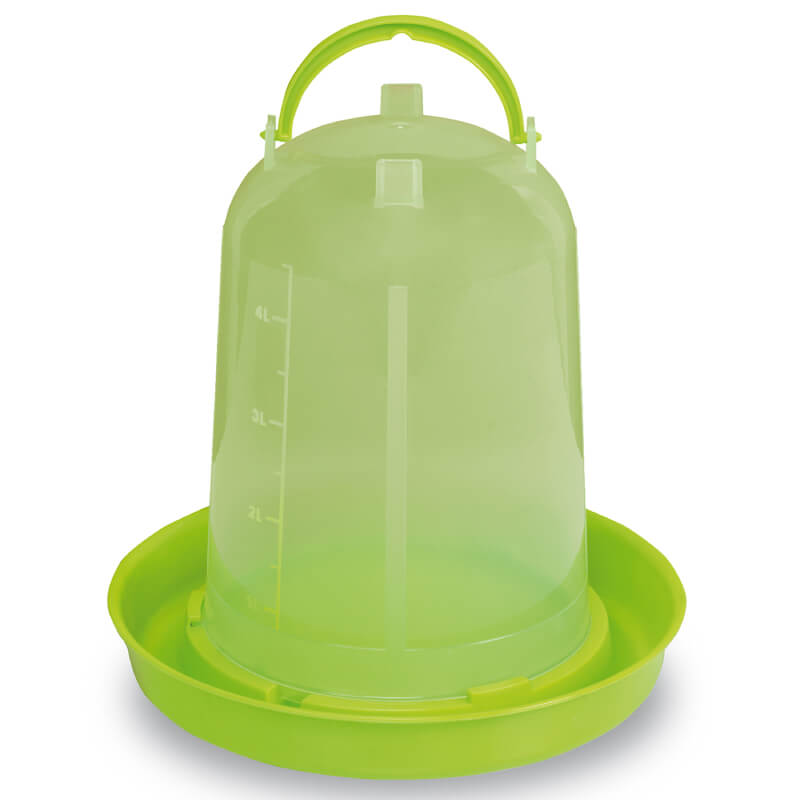 Gaun Chicken Drinker Eco Green: semi-transparent, handled, graduated base by Gaun.