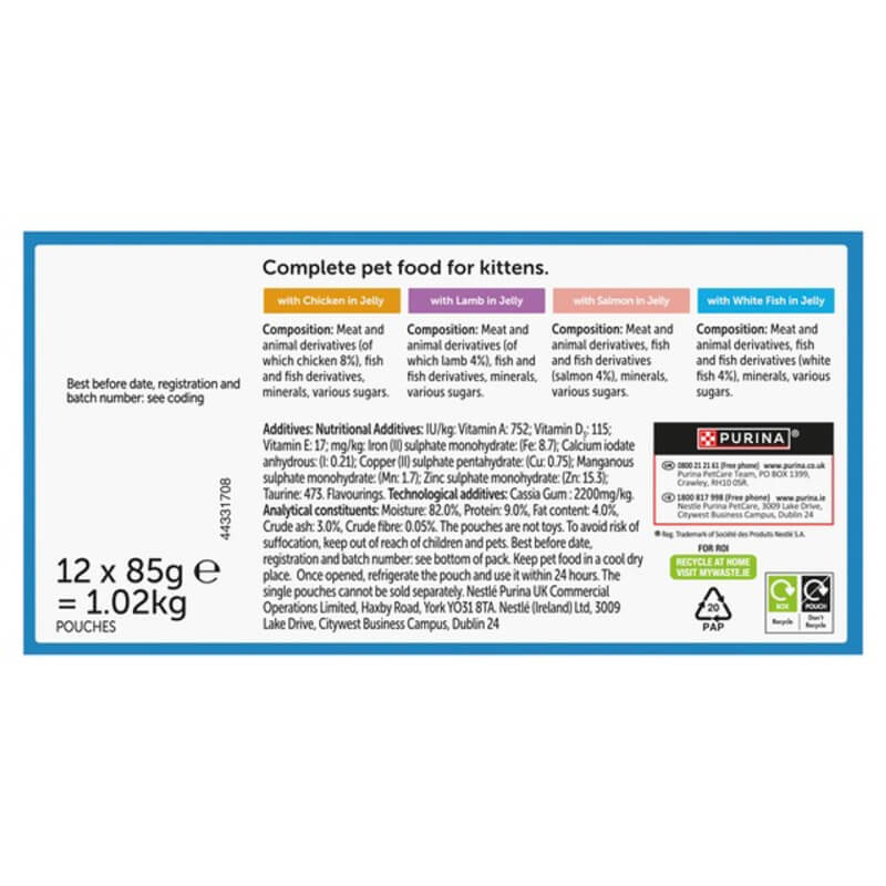 Felix Original Kitten Mixed Selection in Jelly Wet Cat Food 12x85g-Pet n Pony-Felix