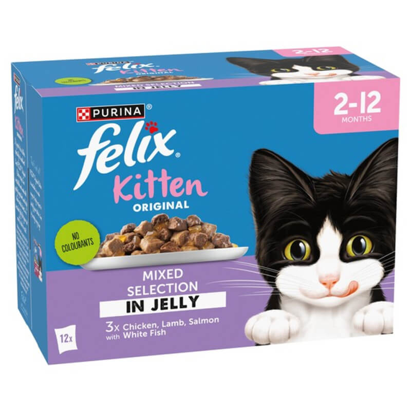 Felix Original Kitten Mixed Selection in Jelly Wet Cat Food 12x85g, for 2-12 month kittens.