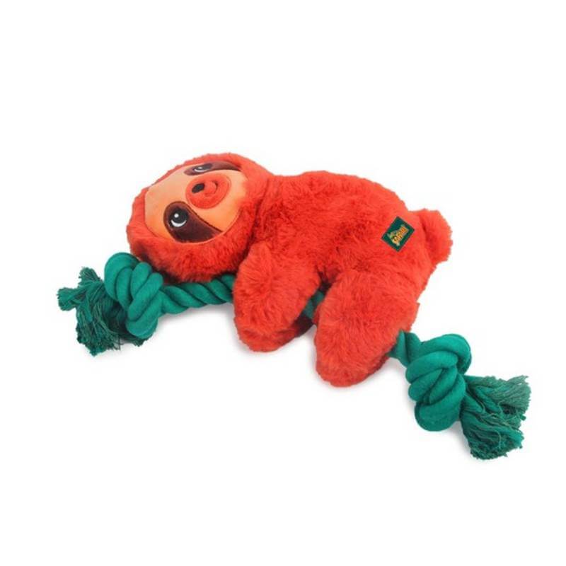 All For Paws Safari Rope Cuddle Sloth Dog Toy features green rope ends and soft plush.