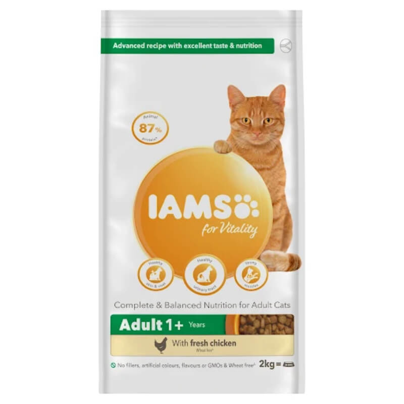 Iams Cat Iams Vitality Cat Food for adults, chicken flavor, high protein dry cat food.