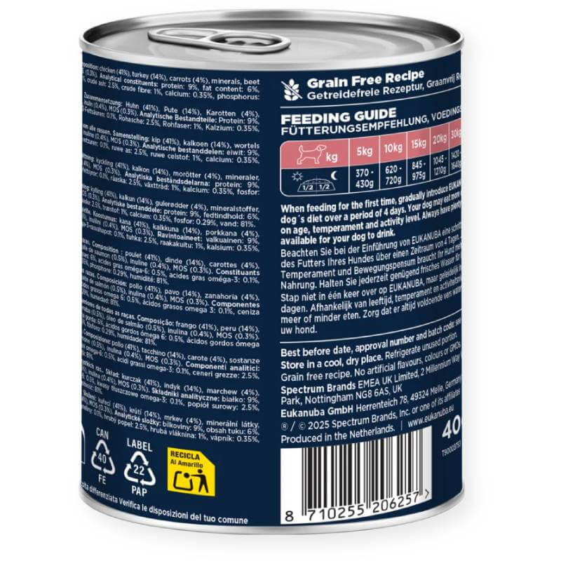 Eukanuba Life Care Senior Turkey & Carrot 6x400g cans for all breeds.