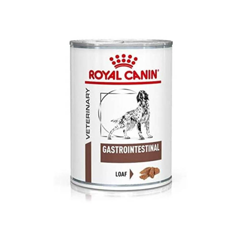Royal Canin Veterinary Gastro Intestinal 12x400g dog food loaf for digestive support.