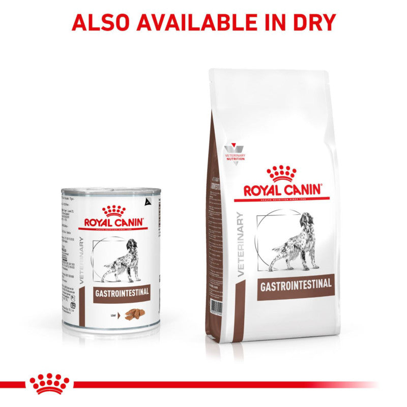 Royal Canin Veterinary Gastro Intestinal 12X400g canned dog food.