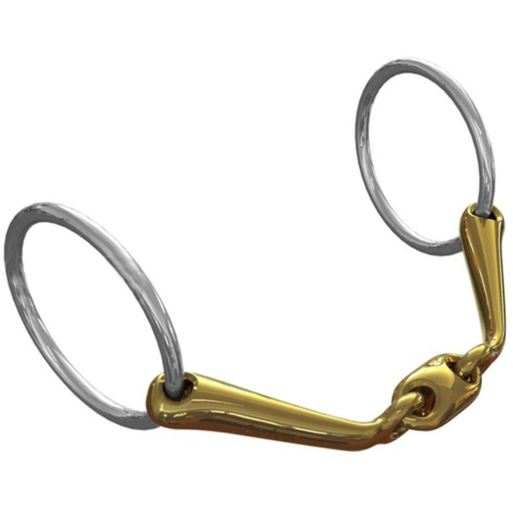 The Neue Schule Starter Loose Ring is a gentle bit with gold mouthpiece and silver rings.