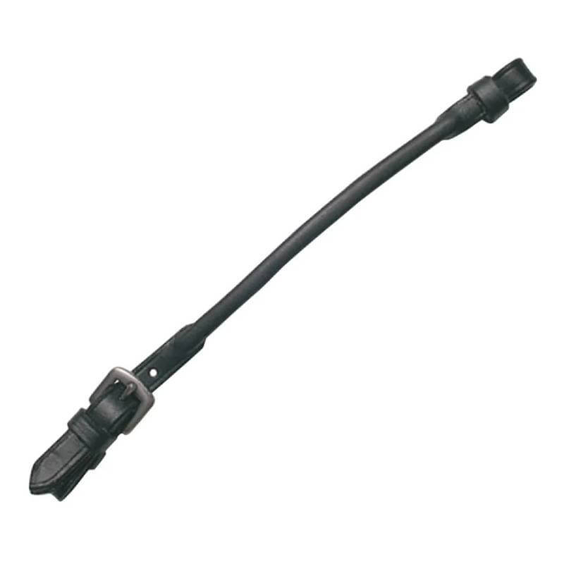Kincade Lip Strap: Rolled leather strap with metal buckle and fastening loops on each end.