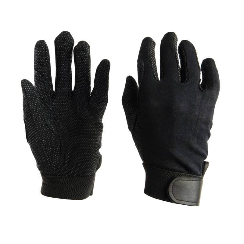 Dublin Track Riding Gloves by Dublin, shown front and back, with adjustable wrist straps.