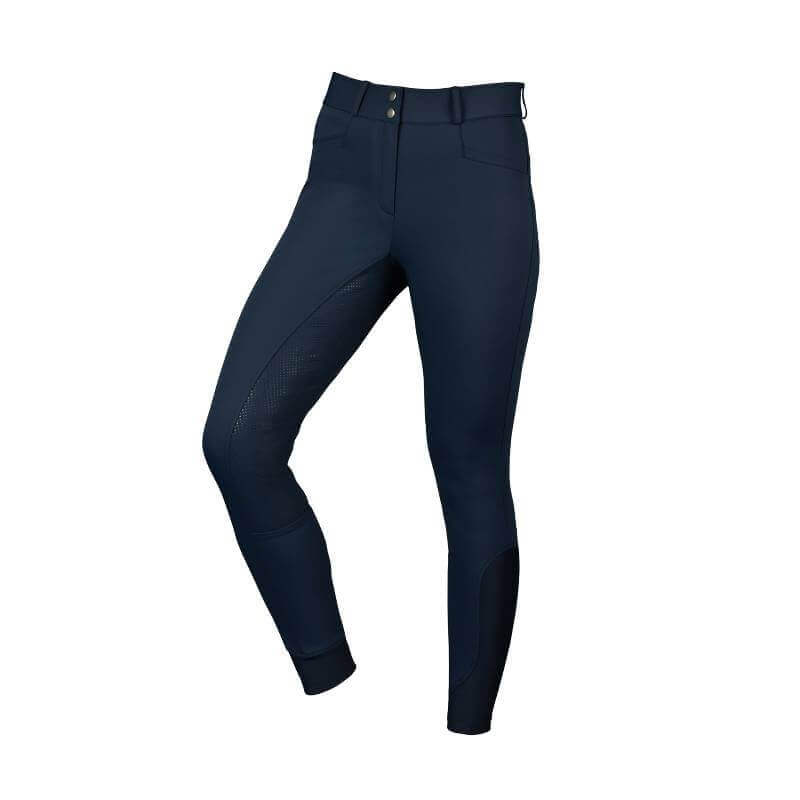 Weatherbeeta Duet Full Seat Breeches Ink with belt loops and knee patches.
