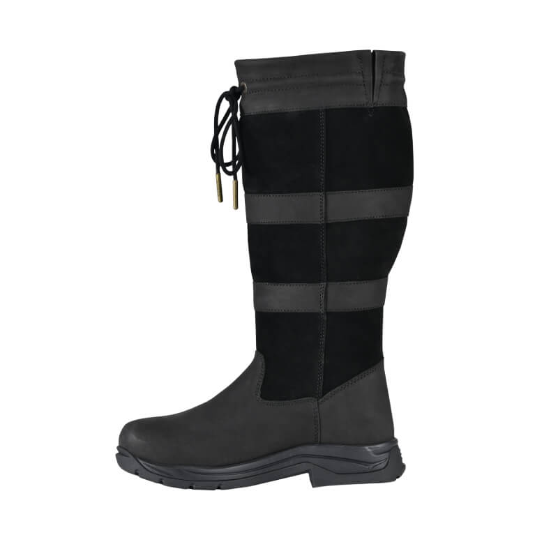 Dublin River Boots IV Black: Durable outdoor boots with laces and a patterned shaft.
