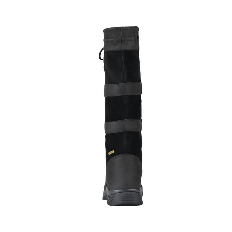 Dublin River Boots IV Black by Dublin, back view on white background.