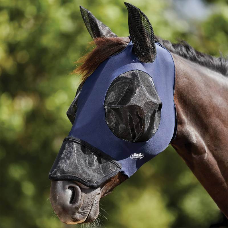 Weatherbeeta Comfitec Luxe Bug Eye Saver blocks UV for horse’s eyes, ears & nose.