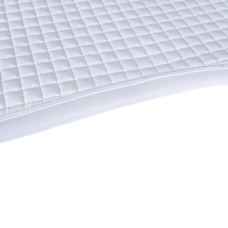 Close-up of the Weatherbeeta Prime Air-Tec All Purpose Saddle Pad in white, quilted and breathable.