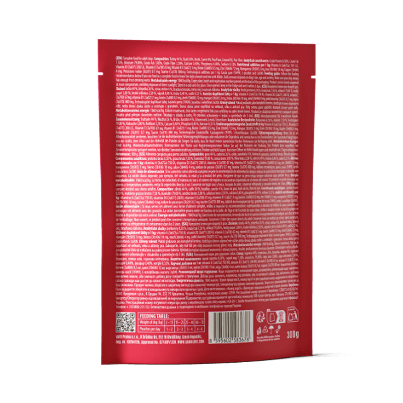 Carnilove Turkey & Quail with Carrot Dog Food Pouch 300g, grain-free wet food for dogs.