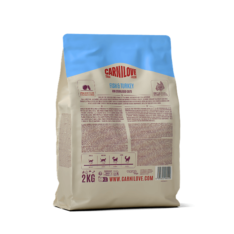 Carnilove True Fresh Fish & Turkey cat food for sterilised adult cats.