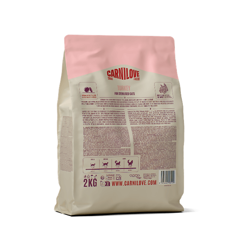 Carnilove True Fresh Turkey Cat Food for sterilised adult cats, grain-free with turkey.