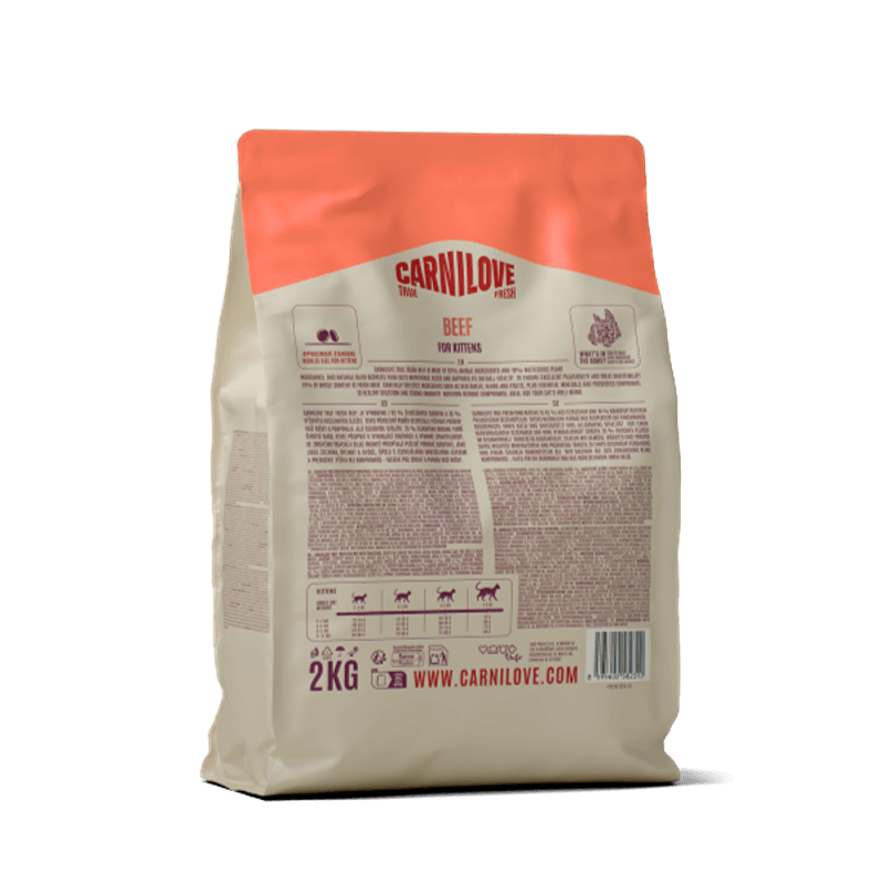 Carnilove True Fresh Beef Kitten Food supports healthy growth for kittens.