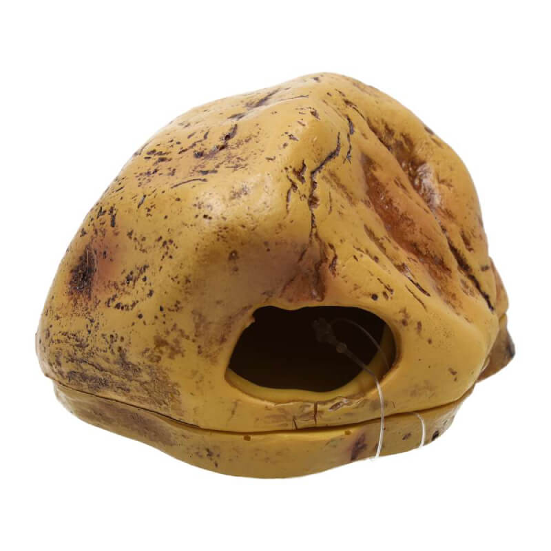 ProRep Rock Shedding Cave Medium 12x10x8cm is ideal as a reptile hide or terrarium decor.