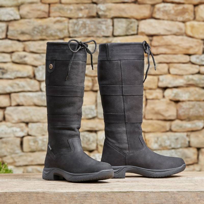 Dublin River Boots III—tall black waterproof leather boots with laces, by Dublin.