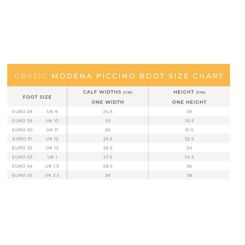 Brogini Modena Piccino Childs synthetic long boot with side zip and button detail.