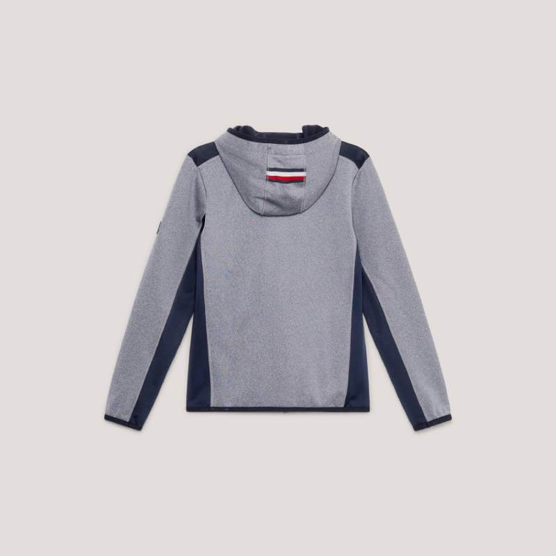 Tommy Hilfiger London Softshell Jacket in Grey Melange, shown from the back.