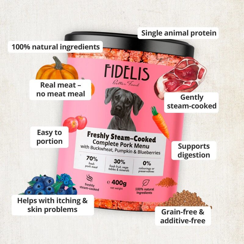 Fidelis Fresh Menu - Pork with Buckwheat, Pumpkin and Blueberries 6x400g