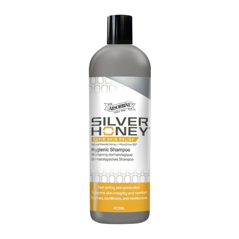 Absorbine Silver Honey Hygienic Shampoo 473ml by Absorbine, with yellow accents.