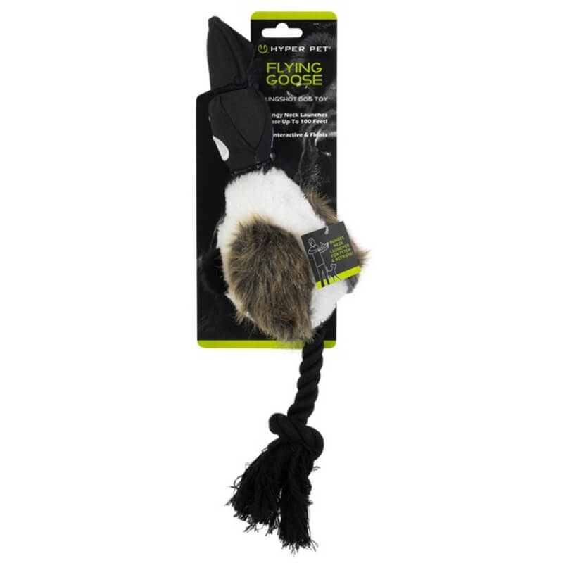 Hyper Pet Flying Goose is a durable dog toy with fur, rope, and squeaker by Hyper Pet.