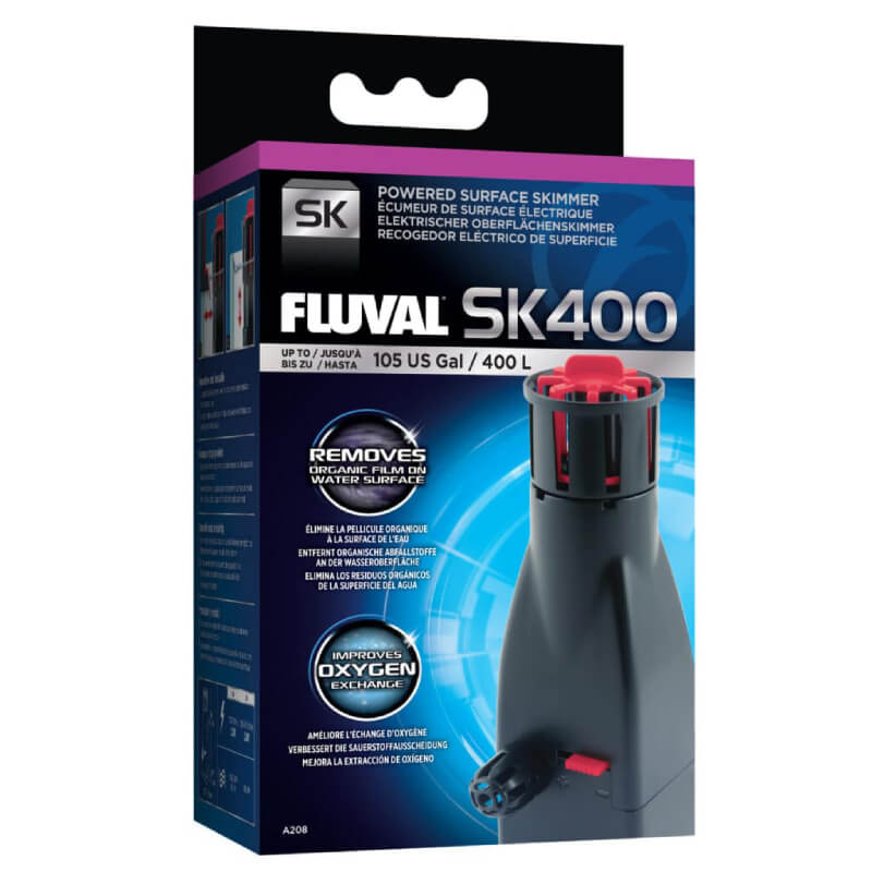 Fluval SK400 Surface Skimmer by Fluval, for aquariums up to 105 gal, blue &amp; black packaging.
