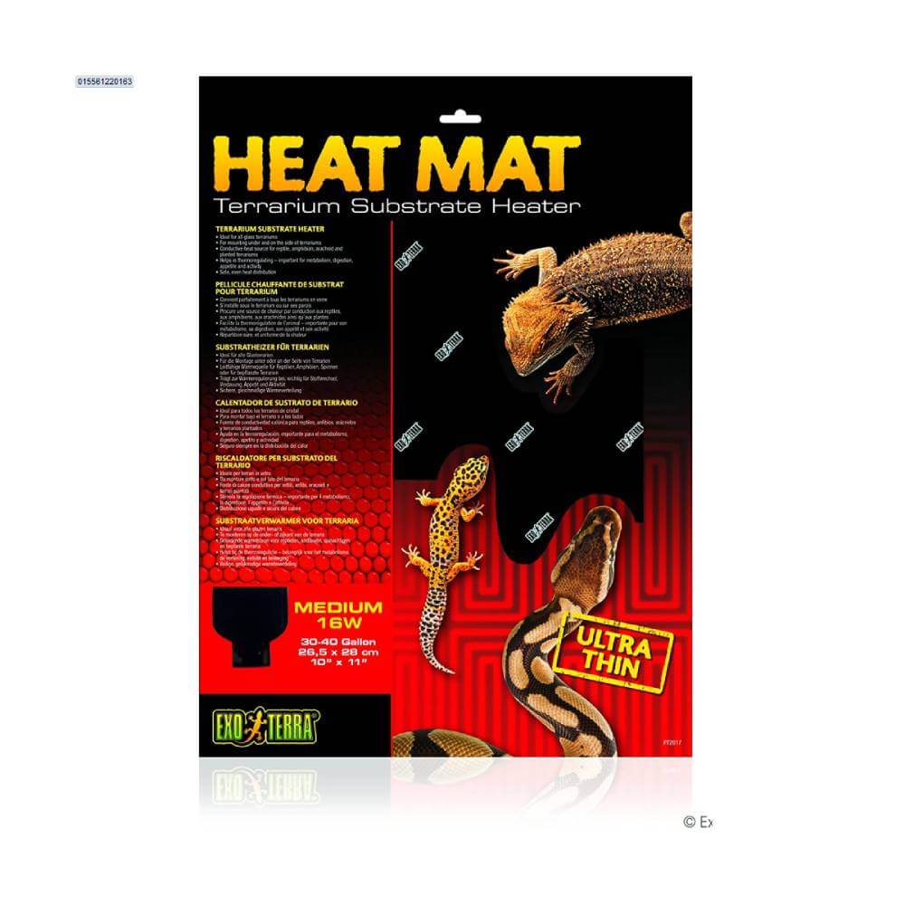 Exo Terra Heat Mat 8w - Small (20x20cm) packaging with lizard, gecko, and snake graphics.