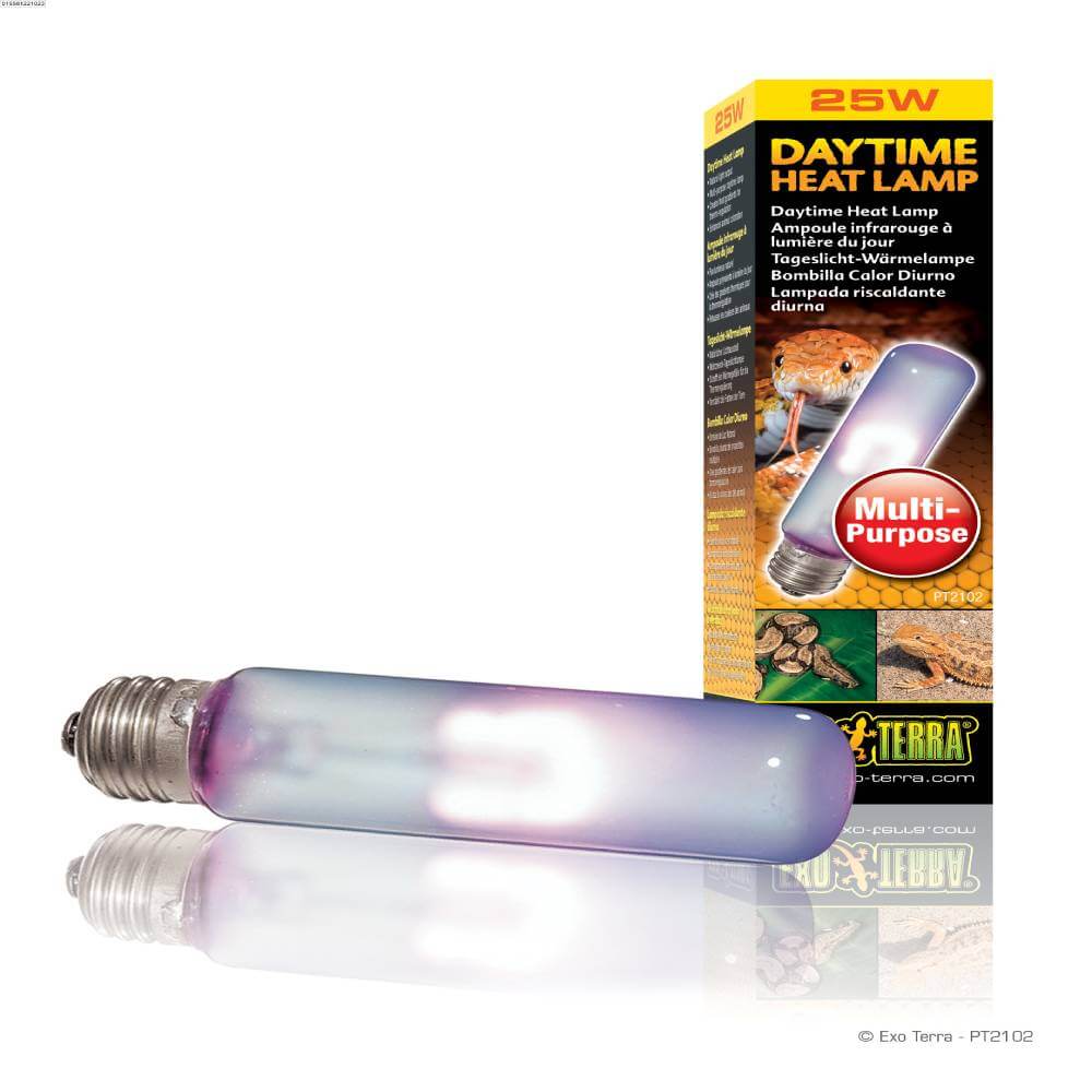 Exo Terra Daytime Heat Lamp 25W in a colorful box for effective reptile lighting.