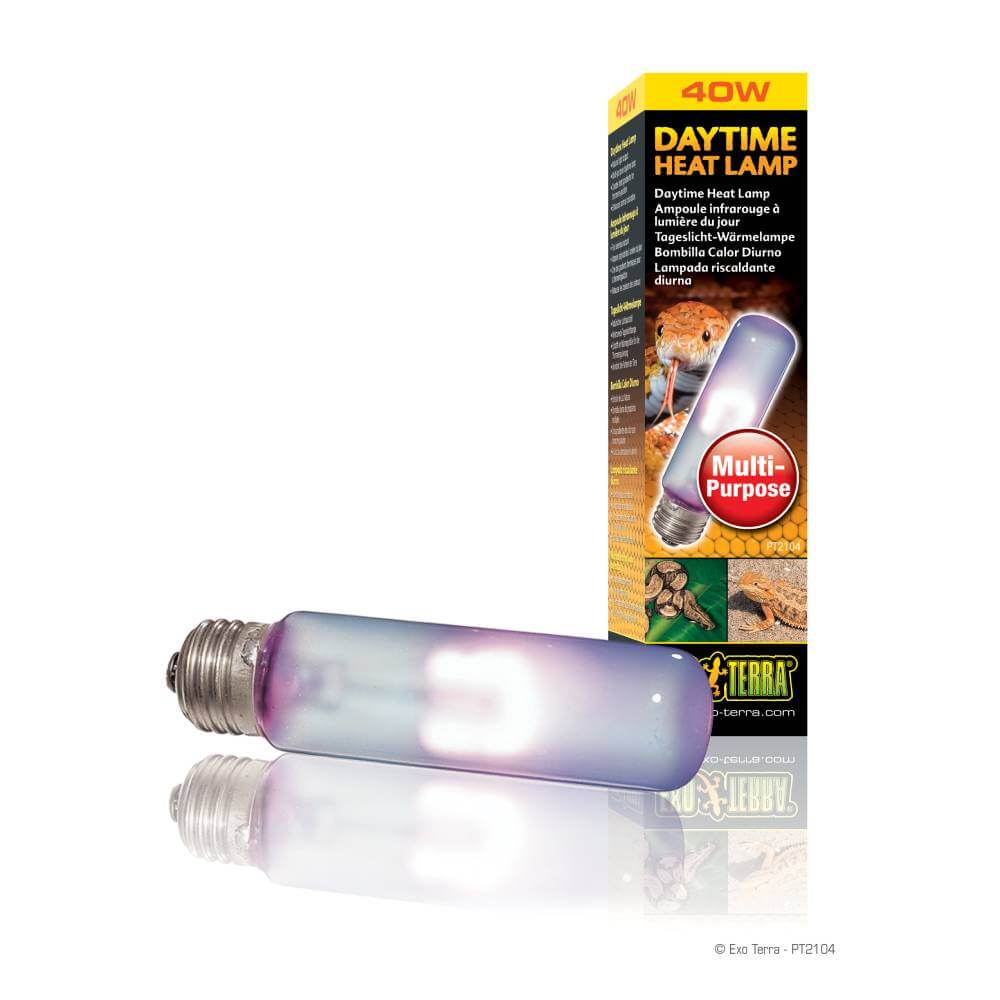 Exo Terra Daytime Heat Lamp 40W—multi-purpose daylight lamp for reptile terrariums.