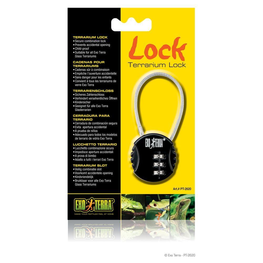 Exo Terra Combination Lock, child-proof, for Glass Terrariums, yellow/black packaging.