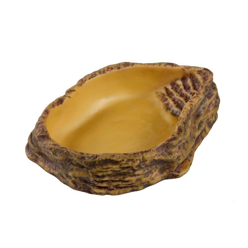 Exo Terra Water Dish Large: a textured, rock-like dish for your reptile terrarium.