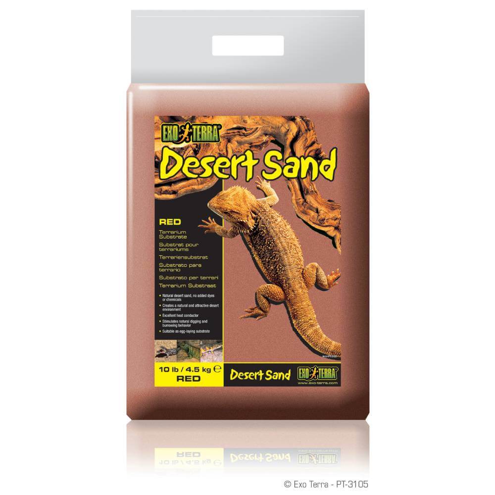 Exo Terra Desert Sand Red 4.5kg—ideal substrate for natural desert reptile terrariums.