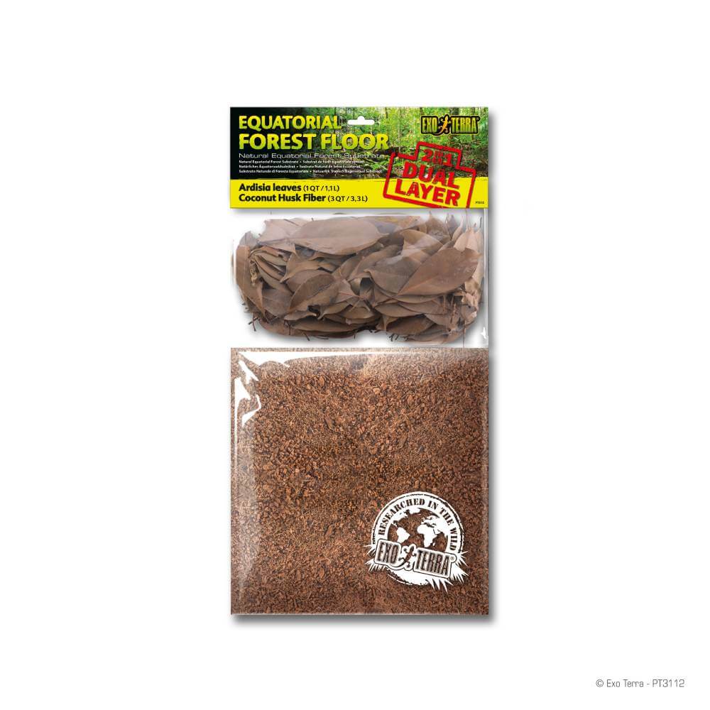 Exo Terra Dual Leaves &amp; Coco Husk Substrate Small: natural reptile bedding for forest floors.