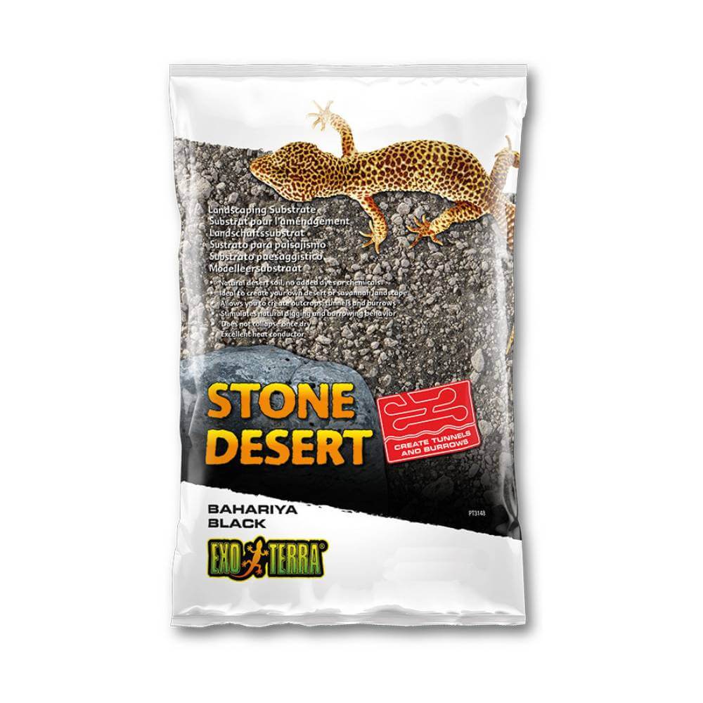 Exo Terra Black Stone Desert Substrate—ideal reptile bedding for desert species.