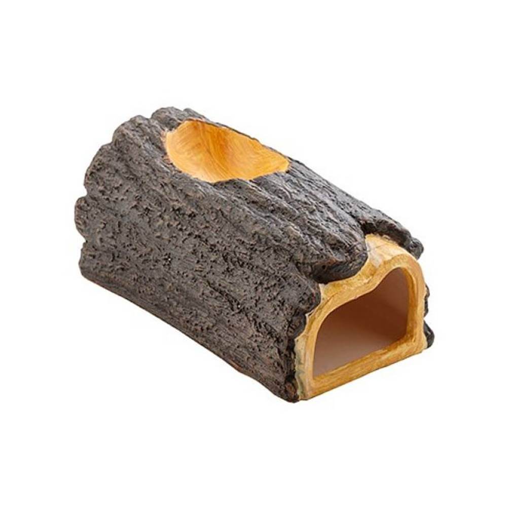 The Exo Terra Wet Log is a bark-textured reptile hide that raises terrarium humidity.
