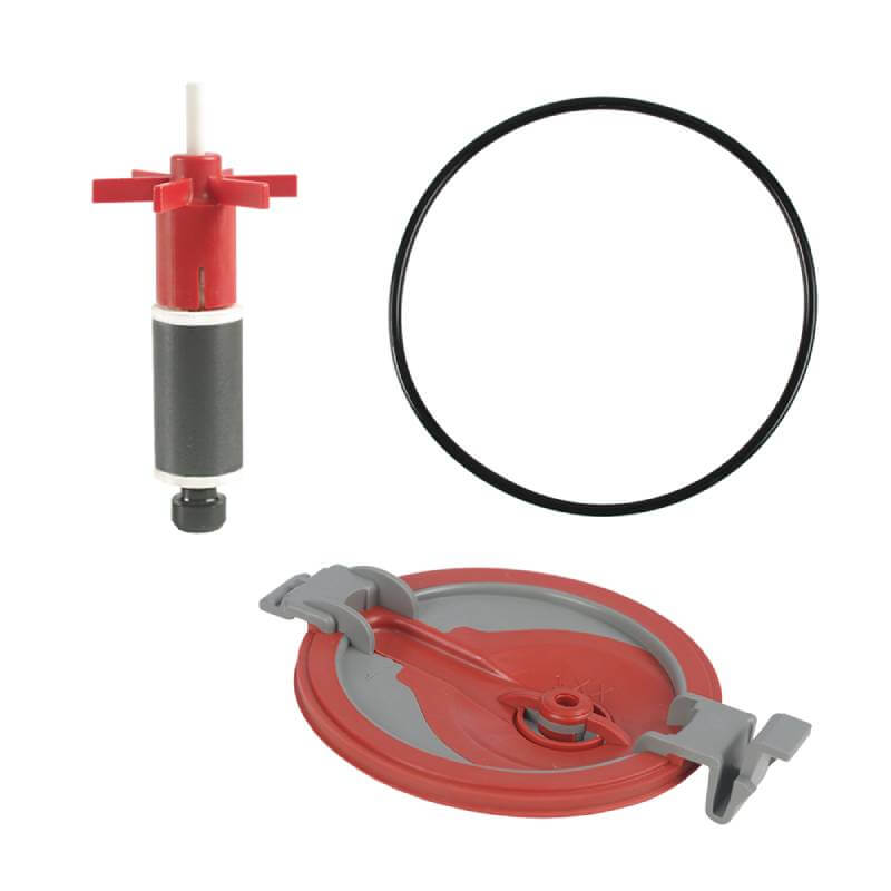 Fluval 207 Motor Head Maintenance Kit by Fluval includes impeller, O-ring, and red filter cover.