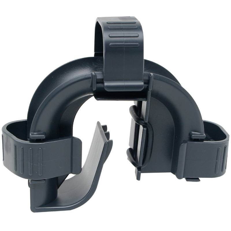 Fluval FX4/FX5/FX6 rim connector, black plastic with adjustable strap, for aquarium filters.