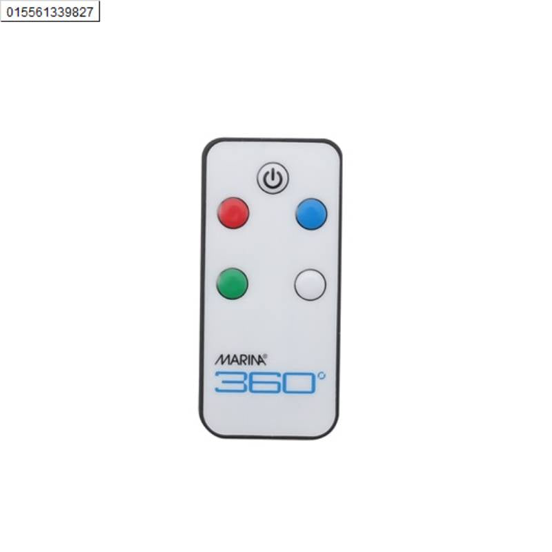 Fluval Marina 360 Aquarium Kit remote control with four colored buttons, white.