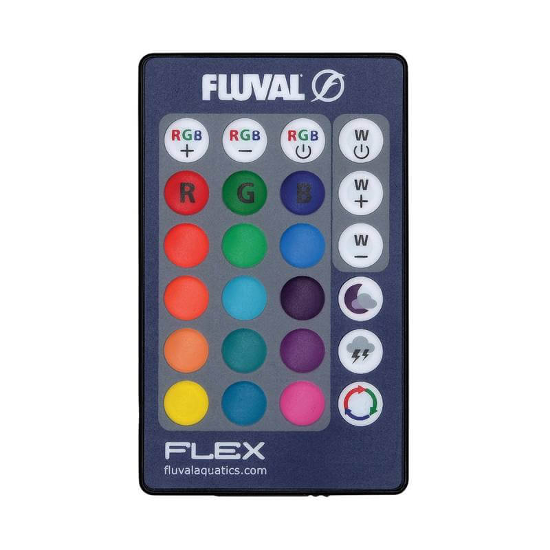Fluval Flex 34/57L Remote Control by Fluval for aquarium lights with colored buttons.