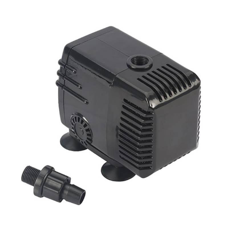 Fluval Flex 123L black pump with two suction cups and a removable nozzle by Fluval.