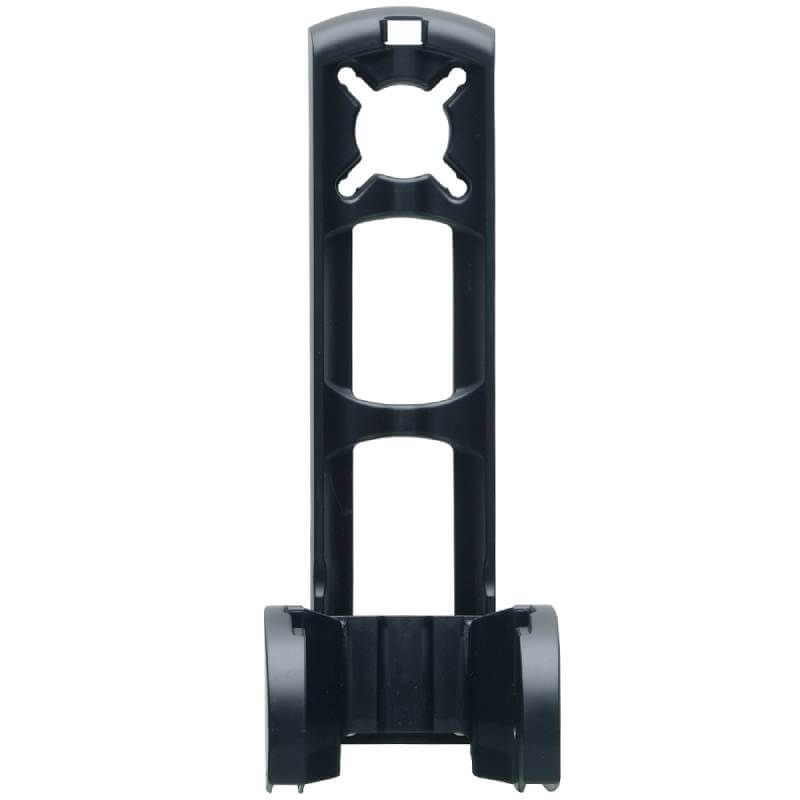 Fluval Filter Bracket for U4—black plastic, open slots, circular cutout at top.