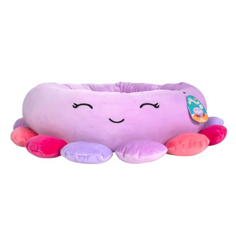 Jazwares Squishmallows Beula Octopus pet bed, plush and purple with soft tentacles.