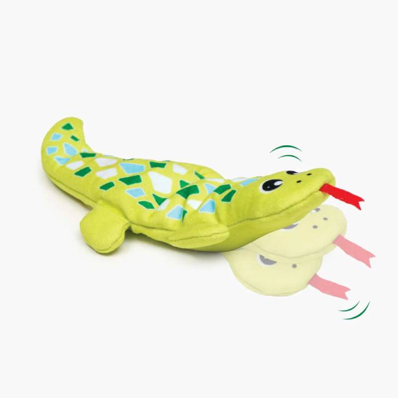 Catit Mini Groovy Gecko Green: motion-activated cat toy with red tongue and wobble motion.