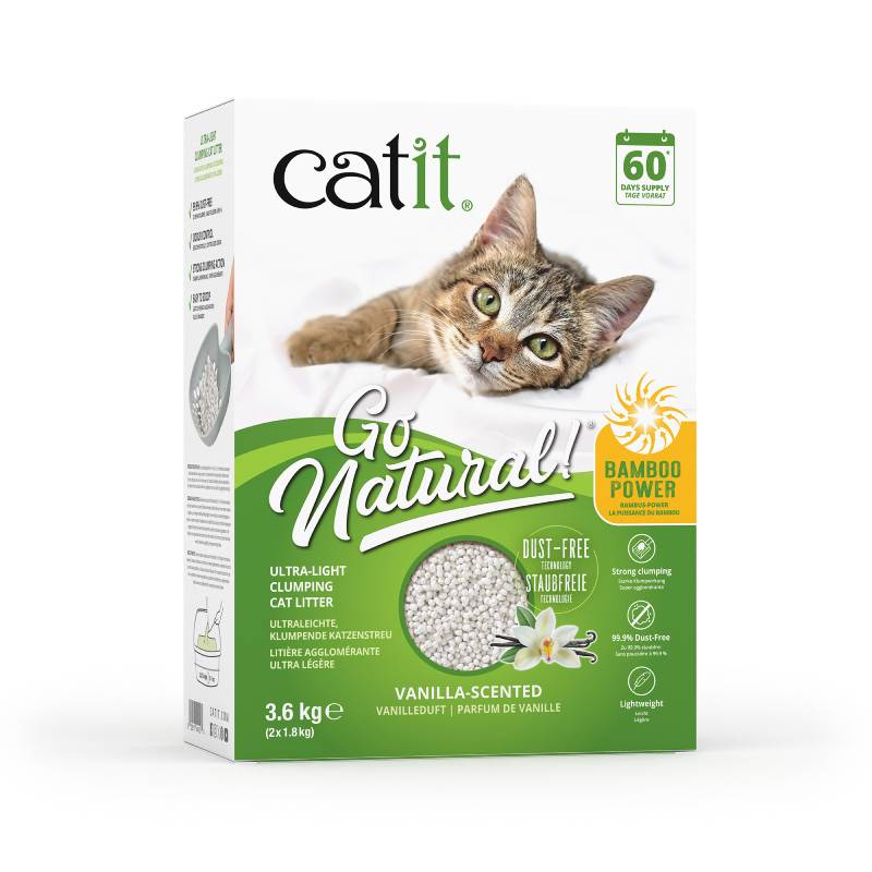 Catit Go Natural Bamboo Litter Vanilla 3.6kg—eco-friendly cat litter by Catit.
