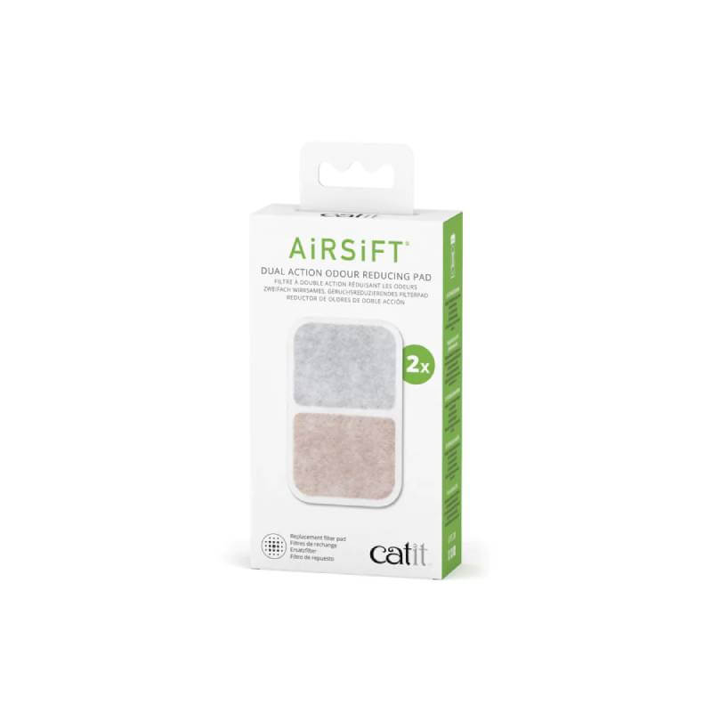 Catit Airsift Dual Action Pads 2pk—odour-reducing filters for cat litter box accessories.