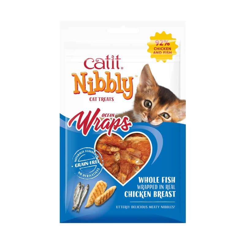 Catit Nibbly Wraps Chicken & Fish 30g grain-free treats for kittens, by Catit.
