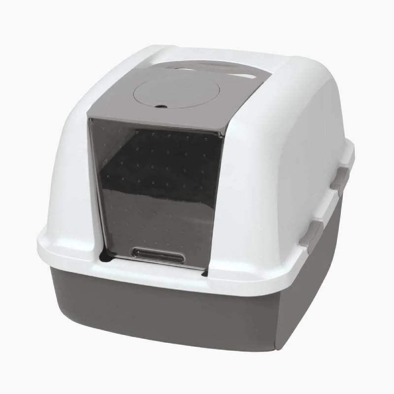 Catit Airsift Large Litter Pan has a translucent door and odour control pad for freshness.