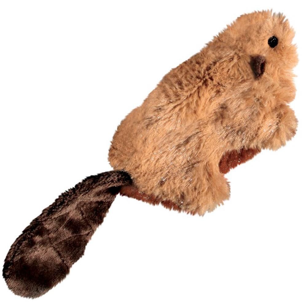 Kong Catnip Beaver: Plush cat toy with a flat, dark tail and light brown fur by Kong.